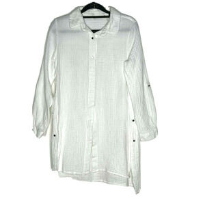 Soft Surroundings White Collared Gauzy Tunic‎ Size XS